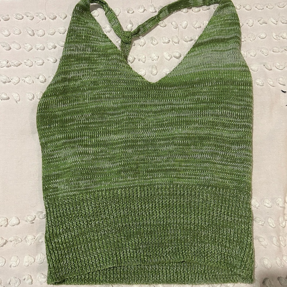 American Threads- Green Knit Halter Top